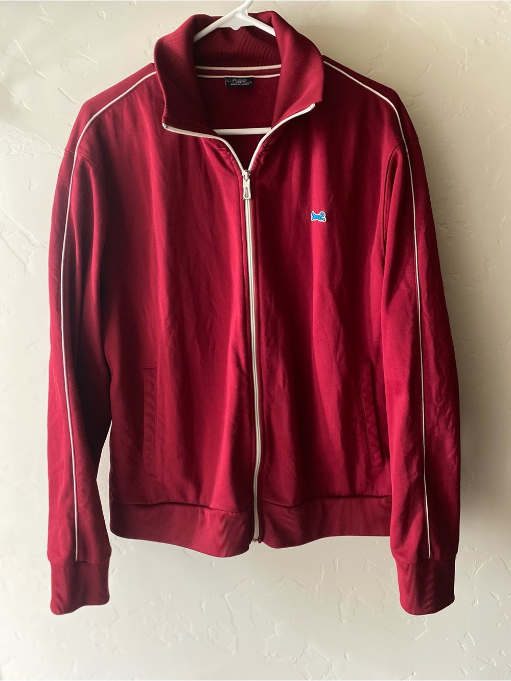 Le Tigre Men’s Burgundy Zip Track Jacket with White Piping